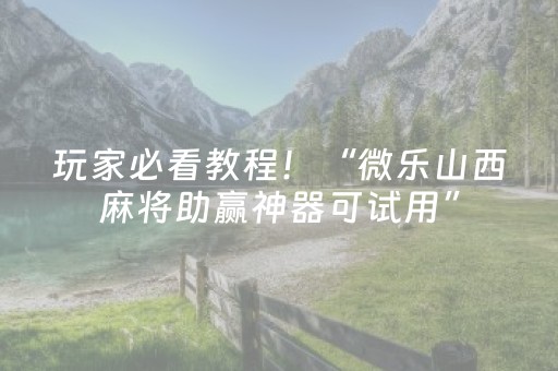 玩家必看教程！“微乐山西麻将助赢神器可试用”（详细透视教程）-哔哩哔哩