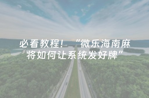 必看教程！“微乐海南麻将如何让系统发好牌”（详细透视教程）-哔哩哔哩