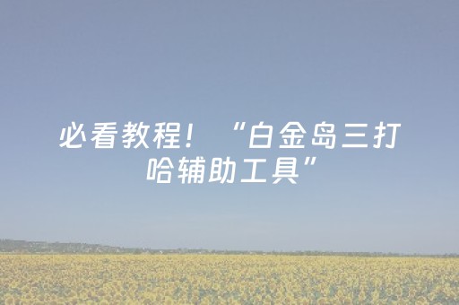必看教程！“白金岛三打哈辅助工具”（详细透视教程）-哔哩哔哩