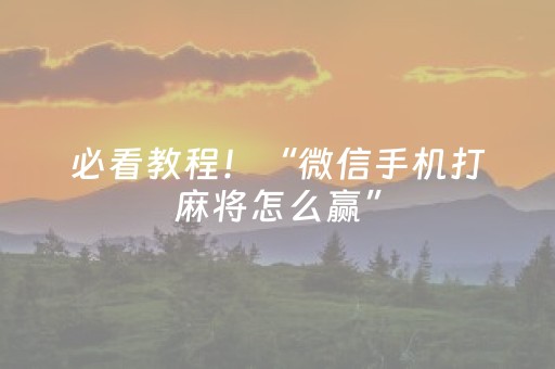 超绝软件佳作!微乐宁夏麻将有猫腻吗(怎么让牌变好)