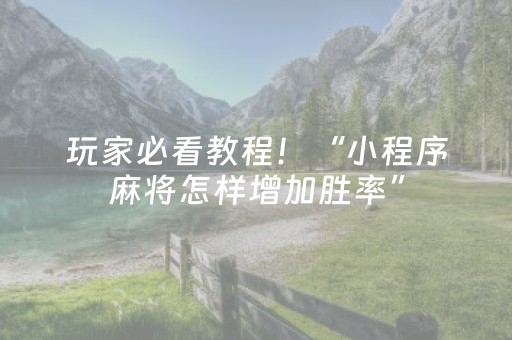 神器谁用谁爱!微信小程序打麻将开挂辅助器(怎么样来好牌)