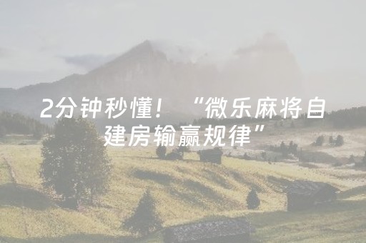 2分钟秒懂！“微乐麻将自建房输赢规律”（详细辅助教程）-哔哩哔哩