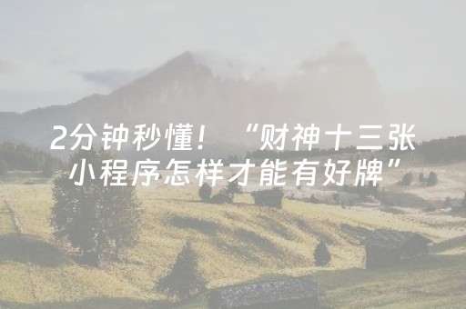 2分钟秒懂！“财神十三张小程序怎样才能有好牌”（详细辅助教程）-哔哩哔哩