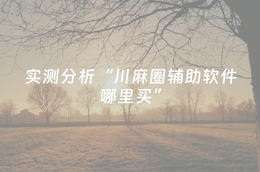 实测分析“川麻圈辅助软件哪里买”（详细开挂教程）-哔哩哔哩