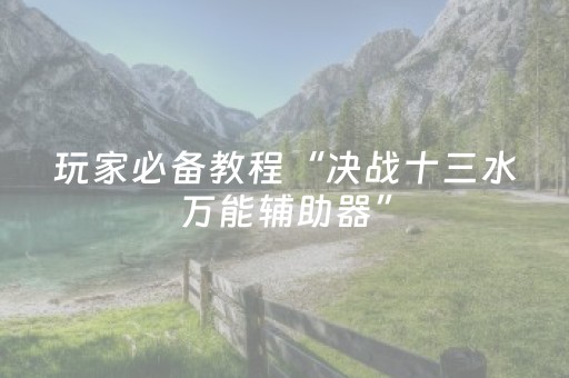玩家必备教程“决战十三水万能辅助器”（详细透视教程）-哔哩哔哩