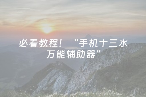 必看教程！“手机十三水万能辅助器”（详细开挂教程）-哔哩哔哩