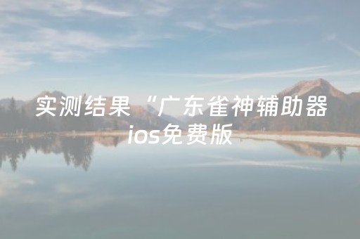 实测结果“广东雀神辅助器ios免费版（助赢神器通用版）