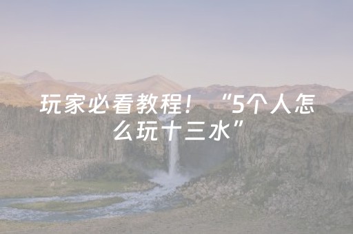 玩家必看教程！“5个人怎么玩十三水”（详细透视教程）-哔哩哔哩
