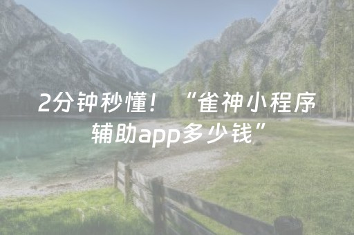 2分钟秒懂！“雀神小程序辅助app多少钱”（详细透视教程）-哔哩哔哩