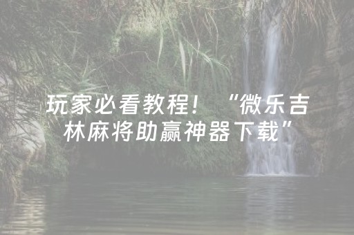玩家必看教程！“微乐吉林麻将助赢神器下载”（详细透视教程）-哔哩哔哩
