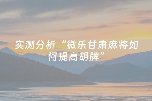 实测分析“微乐甘肃麻将如何提高胡牌”（详细透视教程）-哔哩哔哩