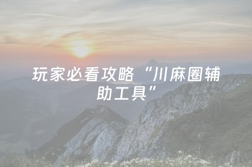 玩家必看攻略“川麻圈辅助工具”（详细透视教程）-哔哩哔哩