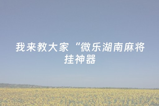 我来教大家“微乐湖南麻将挂神器（专用辅牌神器免安装）