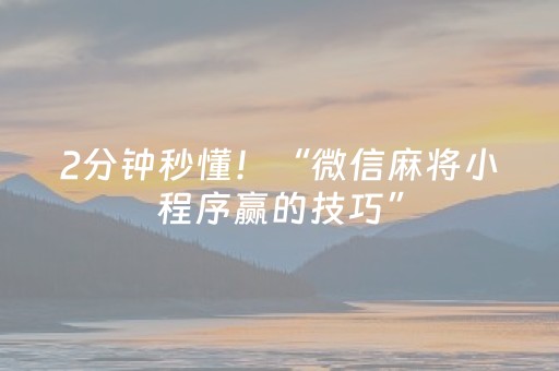 2分钟秒懂！“微信麻将小程序赢的技巧”（详细透视教程）-哔哩哔哩