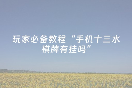 玩家必备教程“手机十三水棋牌有挂吗”（详细透视教程）-哔哩哔哩