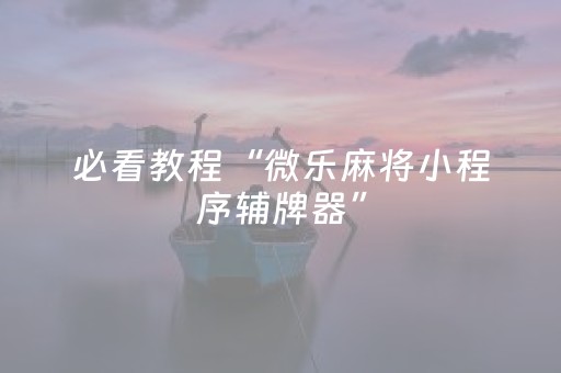 必看教程“微乐麻将小程序辅牌器”（详细透视教程）-哔哩哔哩