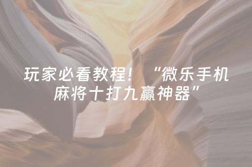 玩家必看教程！“微乐手机麻将十打九赢神器”（详细辅助教程）-哔哩哔哩