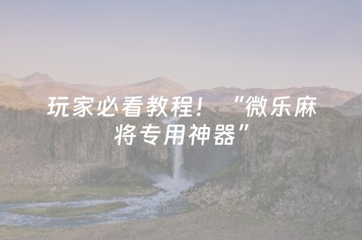 玩家必看教程！“微乐麻将专用神器”（详细开挂教程）-哔哩哔哩