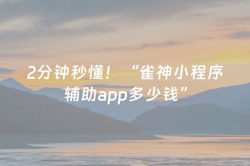 2分钟秒懂！“雀神小程序辅助app多少钱”（详细开挂教程）-哔哩哔哩