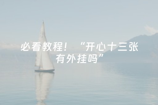 必看教程！“开心十三张有外挂吗”（详细开挂教程）-哔哩哔哩