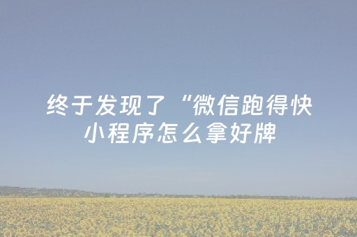 终于发现了“微信跑得快小程序怎么拿好牌（助赢神器通用版）