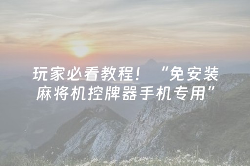 玩家必看教程！“免安装麻将机控牌器手机专用”（详细辅助教程）-哔哩哔哩