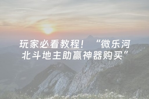 玩家必看教程！“微乐河北斗地主助赢神器购买”（详细开挂教程）-哔哩哔哩