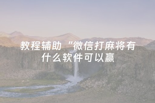 教程辅助“微信打麻将有什么软件可以赢（专用辅牌神器免安装）