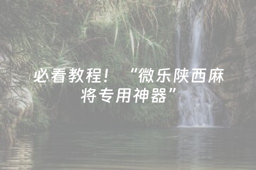 必看教程！“微乐陕西麻将专用神器”（详细辅助教程）-哔哩哔哩