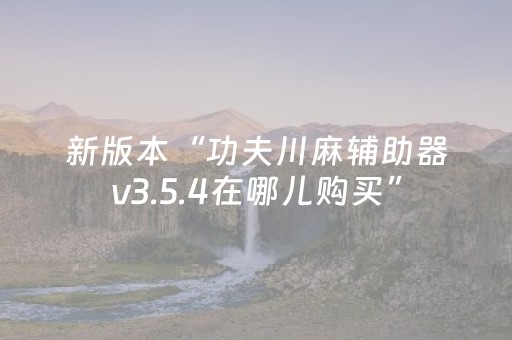 新版本“功夫川麻辅助器v3.5.4在哪儿购买”（详细透视教程）-哔哩哔哩
