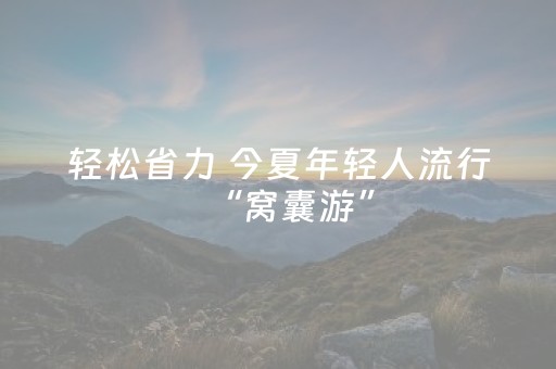 轻松省力 今夏年轻人流行“窝囊游”