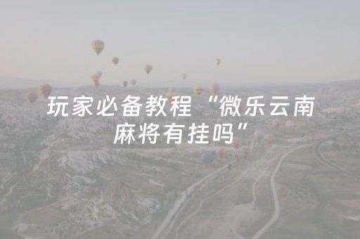 玩家必备教程“微乐云南麻将有挂吗”（详细透视教程）-哔哩哔哩