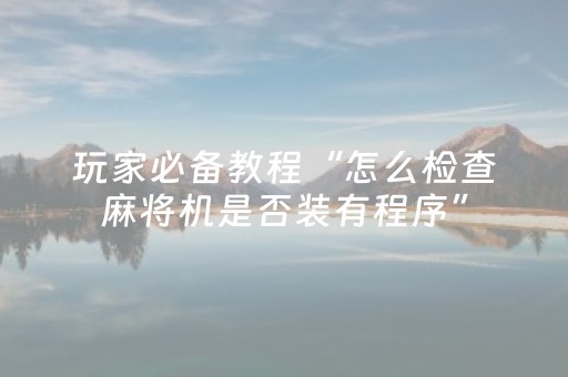 玩家必备教程“怎么检查麻将机是否装有程序”（详细透视教程）-哔哩哔哩