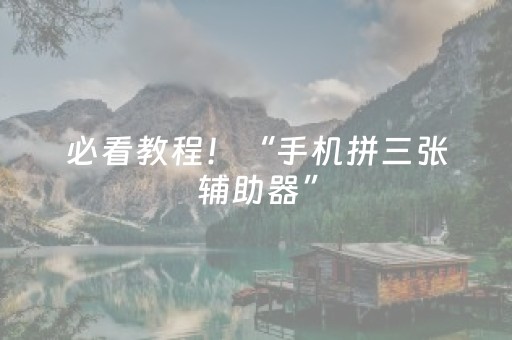 必看教程！“手机拼三张辅助器”（详细辅助教程）-哔哩哔哩