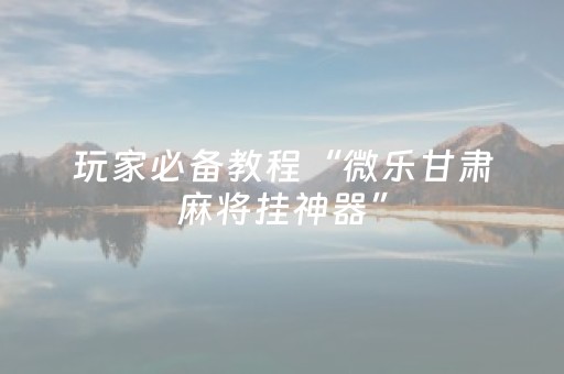 玩家必备教程“微乐甘肃麻将挂神器”（详细透视教程）-哔哩哔哩