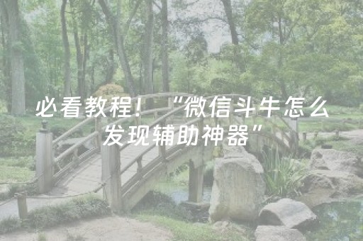 必看教程！“微信斗牛怎么发现辅助神器”（详细开挂教程）-哔哩哔哩
