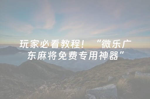 玩家必看教程！“微乐广东麻将免费专用神器”（详细透视教程）-哔哩哔哩