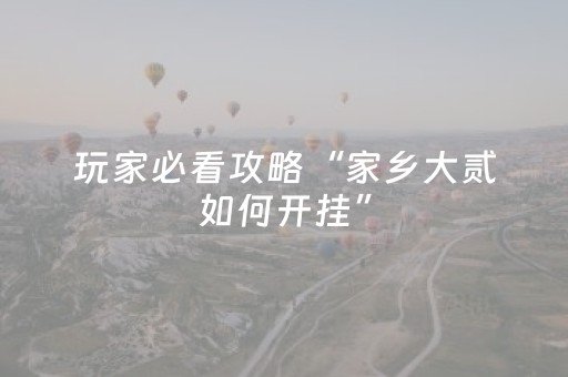 玩家必看攻略“家乡大贰如何开挂”（详细透视教程）-哔哩哔哩
