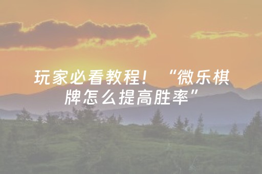 玩家必看教程！“微乐棋牌怎么提高胜率”（详细透视教程）-哔哩哔哩
