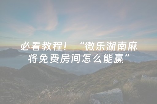 必看教程！“微乐湖南麻将免费房间怎么能赢”（详细辅助教程）-哔哩哔哩