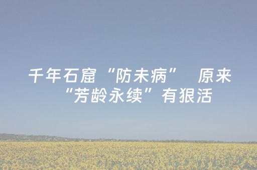 千年石窟“防未病”   原来“芳龄永续”有狠活
