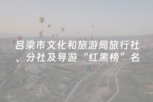 吕梁市文化和旅游局旅行社、分社及导游“红黑榜”名单