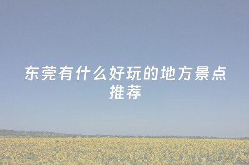 东莞有什么好玩的地方景点推荐（东莞有什么好玩的地方景点推荐一下）