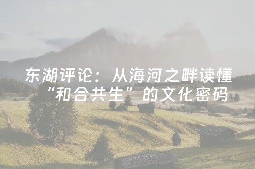 东湖评论：从海河之畔读懂“和合共生”的文化密码