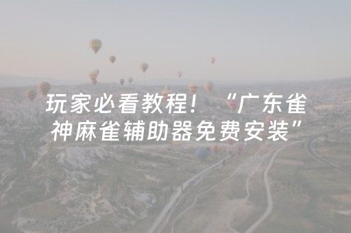玩家必看教程！“广东雀神麻雀辅助器免费安装”（详细开挂教程）-哔哩哔哩