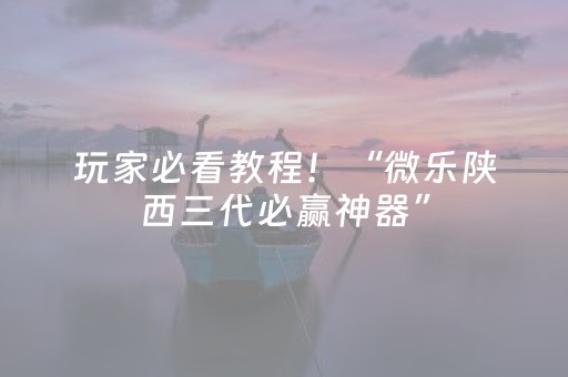 玩家必看教程！“微乐陕西三代必赢神器”（详细辅助教程）-哔哩哔哩