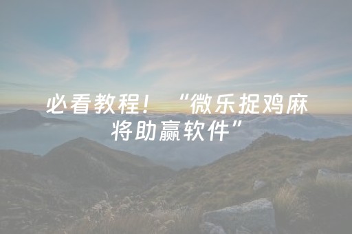 必看教程！“微乐捉鸡麻将助赢软件”（详细透视教程）-哔哩哔哩