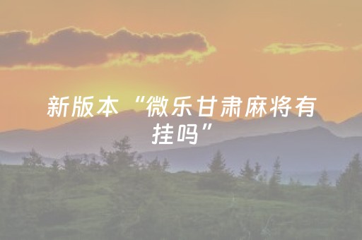 新版本“微乐甘肃麻将有挂吗”（详细透视教程）-哔哩哔哩