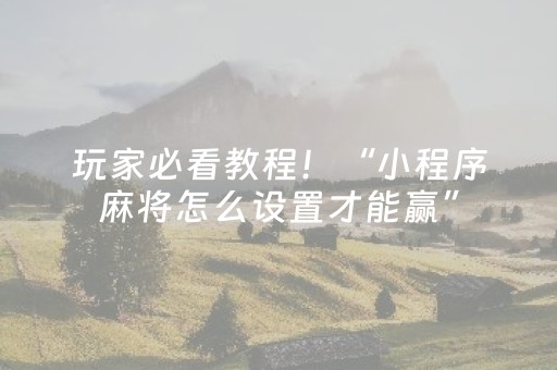 玩家必看教程！“小程序麻将怎么设置才能赢”（详细透视教程）-哔哩哔哩