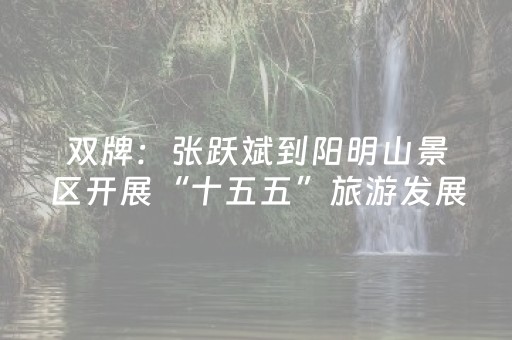 双牌：张跃斌到阳明山景区开展“十五五”旅游发展规划专题调研